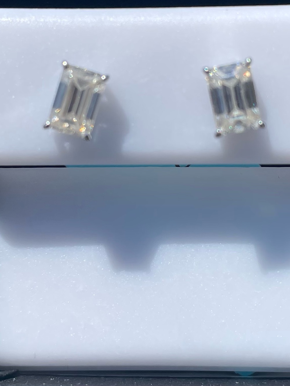 Moissanite Emerald Cut Earrings 1.09 CTW Sterling Silver